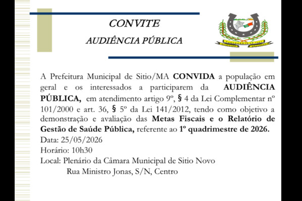 CONVITE AUDIÊNCIA PÚBLICA